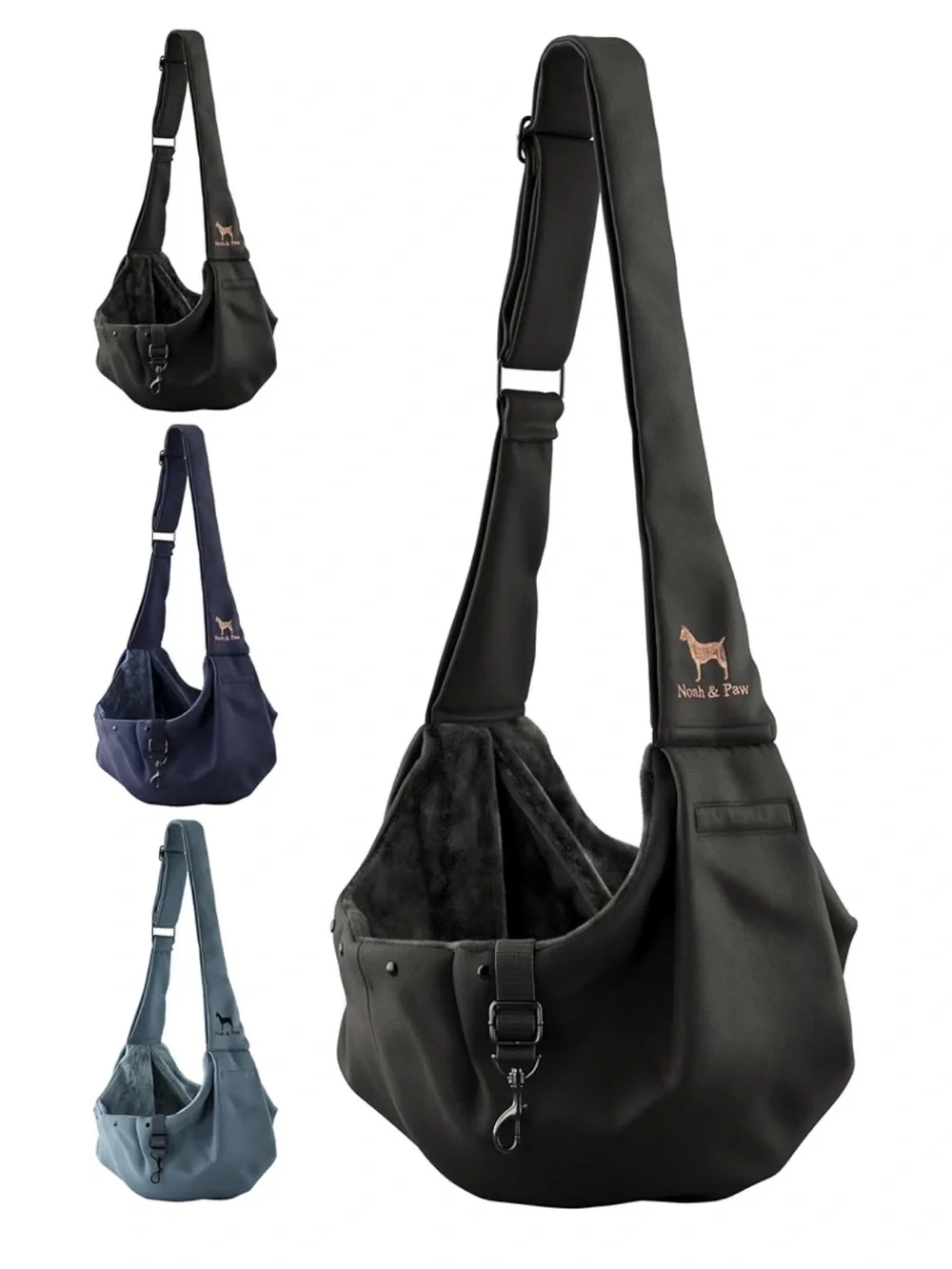 Black Crossbody Dog Carrier Sling - Cozy Hands-Free Pet Bag